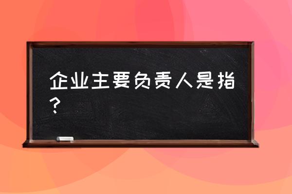 企业主要负责人 企业主要负责人是指？