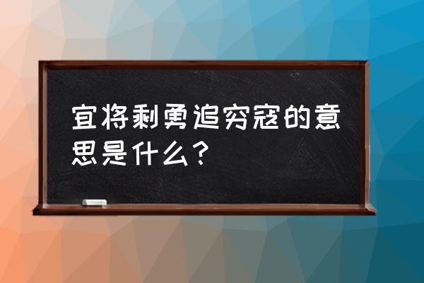 宜将剩勇追穷寇和穷寇莫追 宜将剩勇追穷寇的意思是什么？