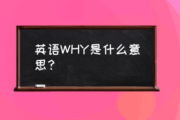 why代表什么意思 英语WHY是什么意思？