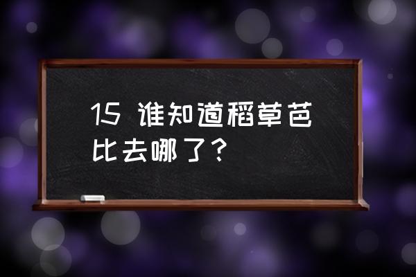 为什么叫稻草芭比 15 谁知道稻草芭比去哪了？