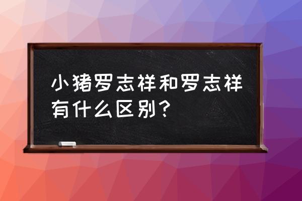 小猪是不是罗志祥 小猪罗志祥和罗志祥有什么区别？