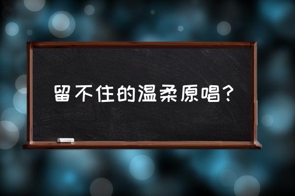 我的感情留不住你的温柔 留不住的温柔原唱？