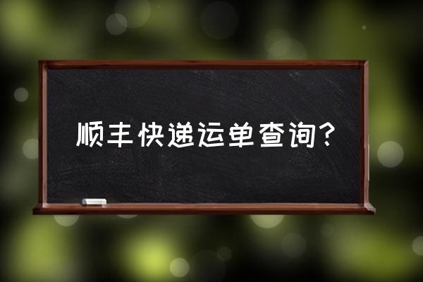 @顺风快递单号查询 顺丰快递运单查询？