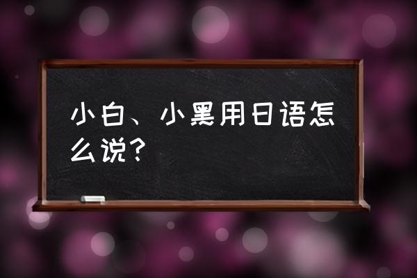 理想的小白脸生活日文名 小白、小黑用日语怎么说？