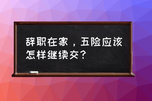 辞职后五险一金如何自己交 辞职在家，五险应该怎样继续交？