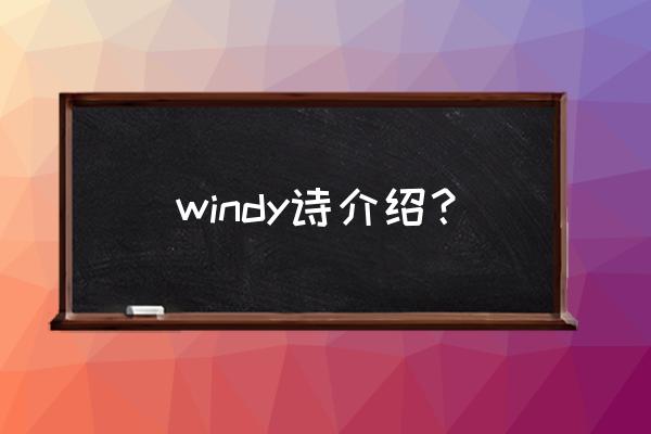 winky诗的歌 windy诗介绍？