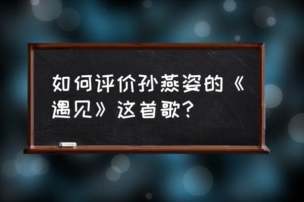 遇见孙燕姿 如何评价孙燕姿的《遇见》这首歌？