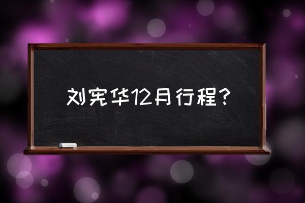 henry刘宪华最新消息 刘宪华12月行程？