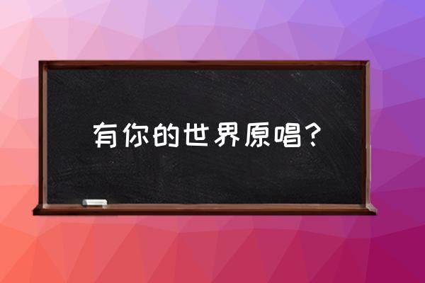 有你的世界博士 有你的世界原唱？