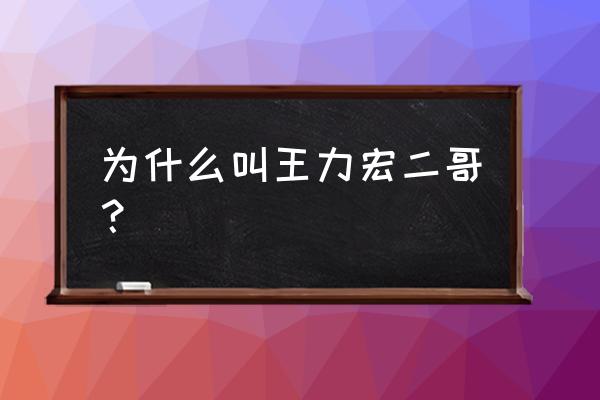 王力宏二哥是啥意思 为什么叫王力宏二哥？