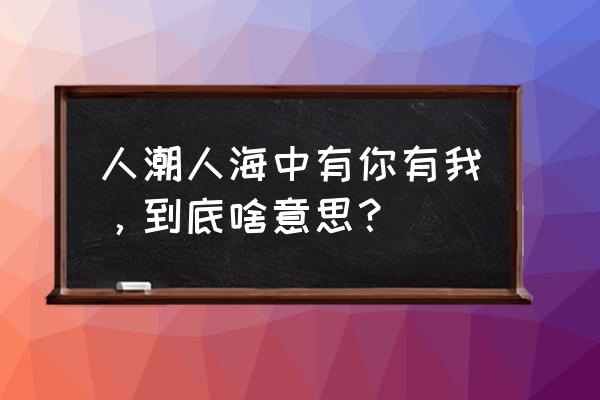 人潮人海中有你也有我 人潮人海中有你有我，到底啥意思？