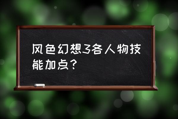 风色幻想3人物 风色幻想3各人物技能加点？