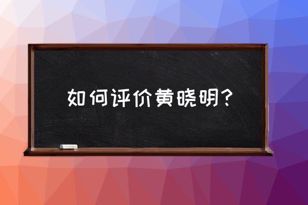 黄晓龙对黄晓明的看法 如何评价黄晓明？