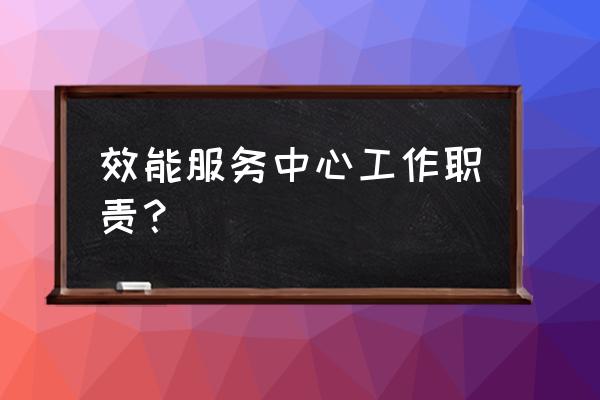 效能建设检查 效能服务中心工作职责？