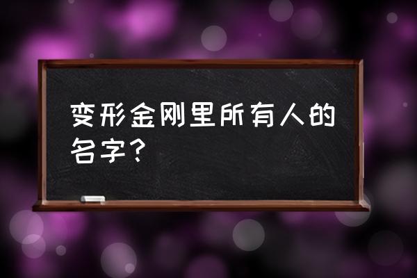 变形金刚108人物介绍 变形金刚里所有人的名字？