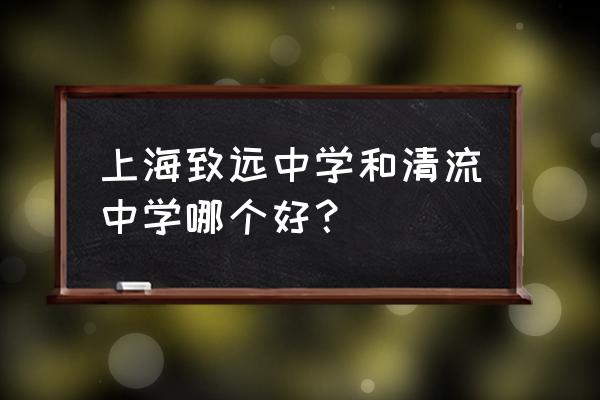 浦东清流中学 上海致远中学和清流中学哪个好？