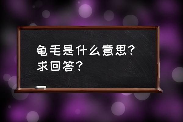 龟毛是什么意思求解释 龟毛是什么意思? 求回答？