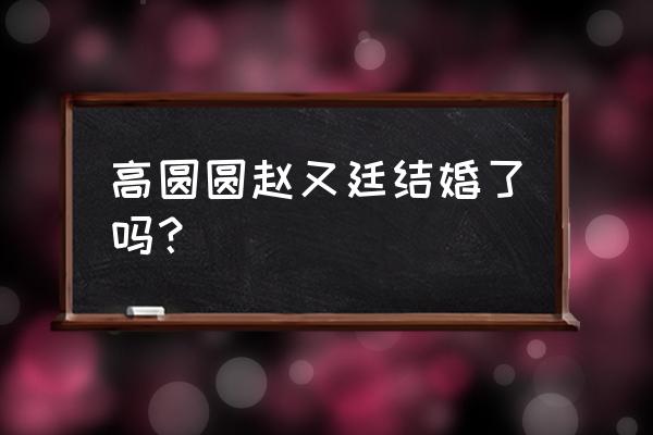 赵又廷与高圆圆的现状 高圆圆赵又廷结婚了吗？