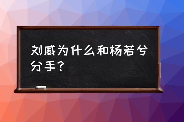 刘威为何离开杨若兮 刘威为什么和杨若兮分手？