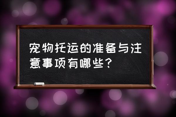 托运宠物需要准备什么东西 宠物托运的准备与注意事项有哪些？