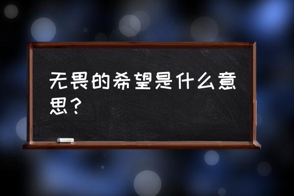 对无畏的希望的感想 无畏的希望是什么意思？