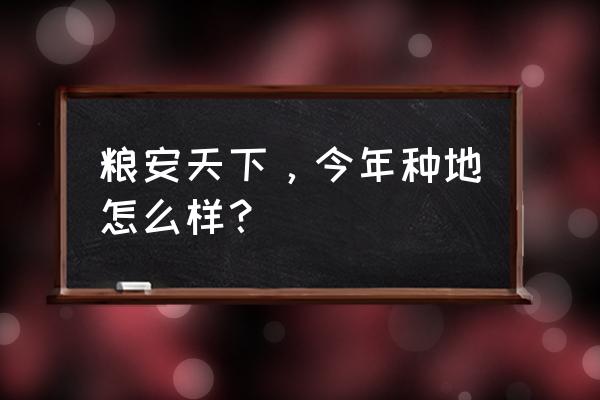 天下星农环境 粮安天下，今年种地怎么样？