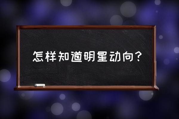 如何知道明星动态 怎样知道明星动向？