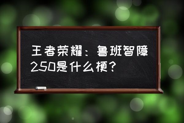 智商二五零鲁班七号 王者荣耀：鲁班智障250是什么梗？