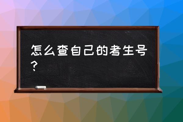 怎么查自己的考生号 怎么查自己的考生号？