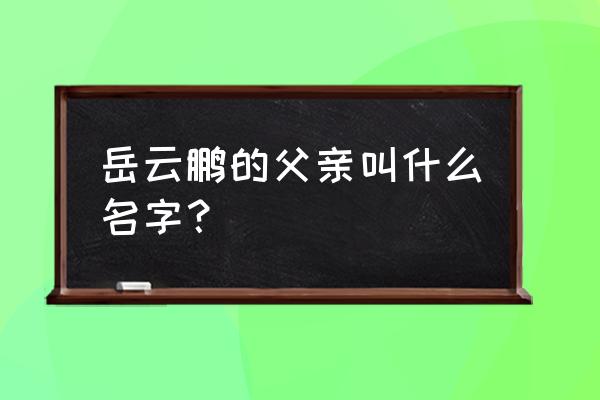 岳云鹏父亲叫什么 岳云鹏的父亲叫什么名字？