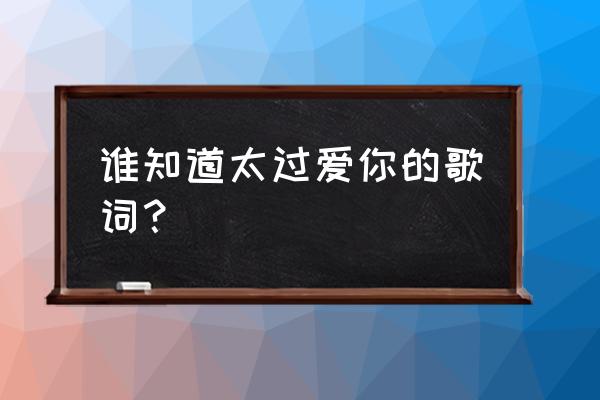 太过爱你这首歌的说说 谁知道太过爱你的歌词？