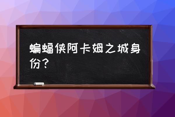 wiiu蝙蝠侠阿卡姆之城 蝙蝠侠阿卡姆之城身份？