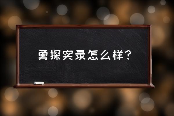 勇探实录1粤语 勇探实录怎么样？