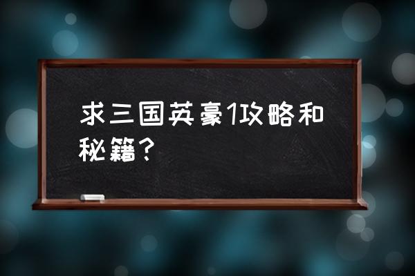 三国英豪隐藏人物 求三国英豪1攻略和秘籍？