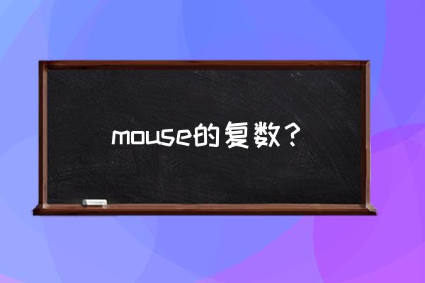 mouse复数两种 mouse的复数？