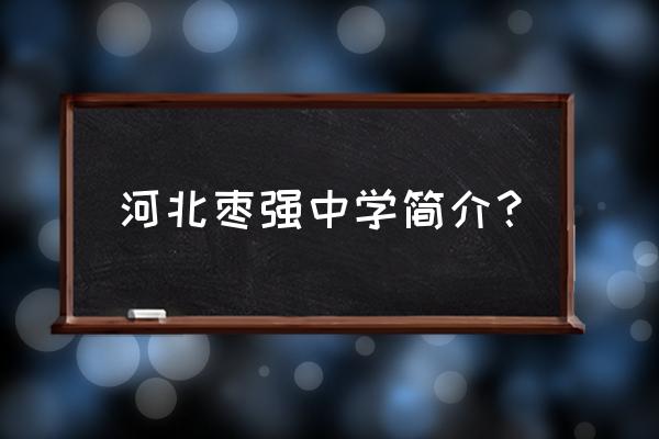 河北枣强中学公众号 河北枣强中学简介？