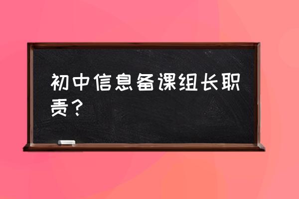 信息技术备课组活动记录 初中信息备课组长职责？