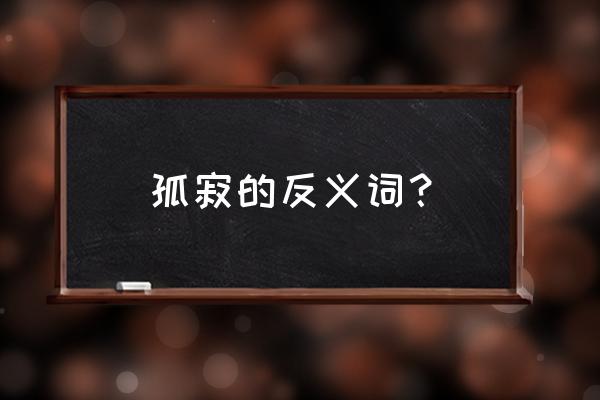 孤寂的反义词一词 孤寂的反义词？