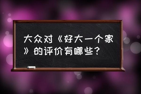 好大一个家评价 大众对《好大一个家》的评价有哪些？