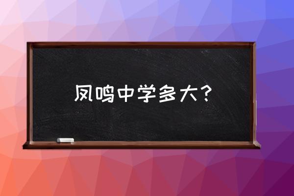 重庆市凤鸣中学 凤鸣中学多大？