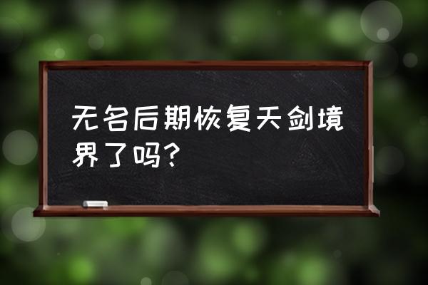 无名的天剑境界到底是什么 无名后期恢复天剑境界了吗？