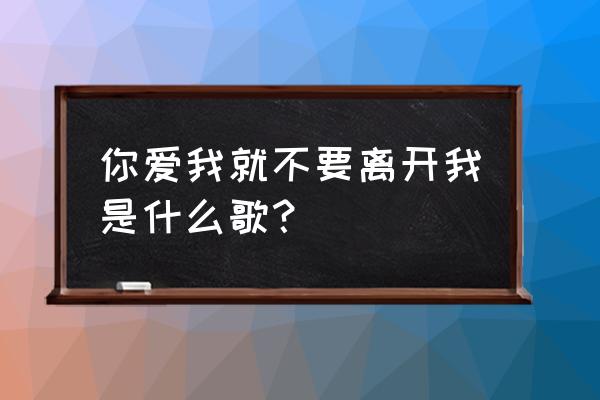 你爱我就不要丢下我 你爱我就不要离开我是什么歌？