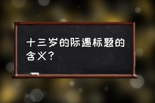 十三岁的际遇主要内容 十三岁的际遇标题的含义？