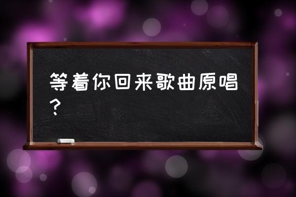 我等着你回来白光 等着你回来歌曲原唱？