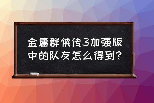 金庸群侠传3加强版队友 金庸群侠传3加强版中的队友怎么得到？