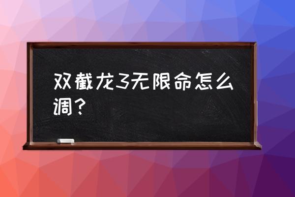 双截龙3无限命怎么调 双截龙3无限命怎么调？