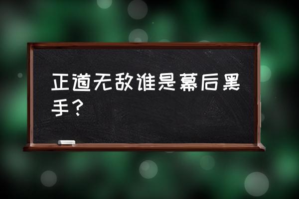 正道无敌谁是幕后老大 正道无敌谁是幕后黑手？