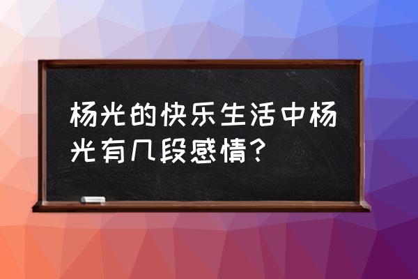 杨光的快乐生活杨光 杨光的快乐生活中杨光有几段感情？