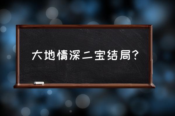 大地情深第二部 大地情深二宝结局？