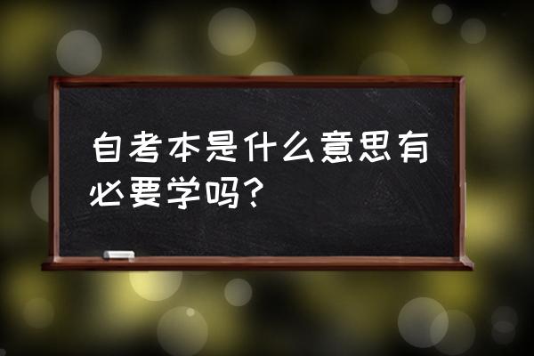 请问什么是自考 自考本是什么意思有必要学吗？